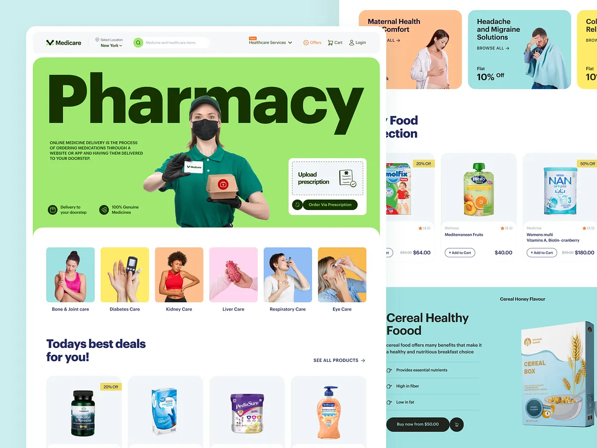 Modern Pharmacy Website Design for Seamless Online Medicine Delivery