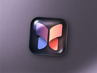 Frosted. Icons - 036 - Journal (iOs) 3dicon apple black figma frost frosted glass glow gradient icon ios journal neumorphism orange purple rework visionos