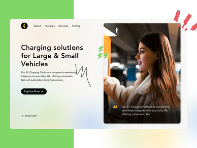 Vehicle EV Charging Website best shot charging station clean colors design electric car ev landing page ui ux web website