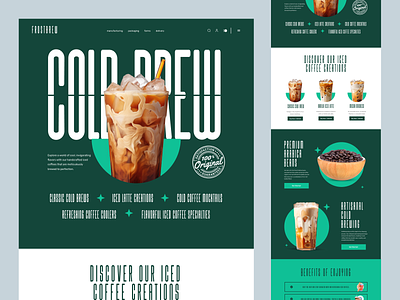 FrostBrew - Coffee and Tea Store bakery coffee cold coffee cold drink delivery design homepage hot drink ice tea illustration interface landing landing page local store shopify small store tea web web design website