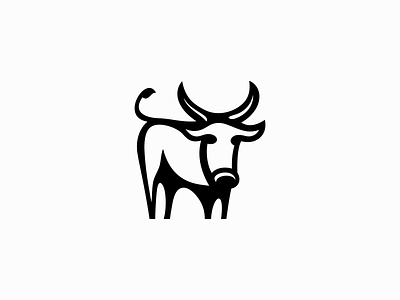 Bull Logo angus animal branding bull cattle curves design emblem farm horns icon illustration logo mark negative space organic ox restaurant simple vector