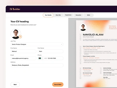 CV Builder - Create your Professional CV ai ai cv builder ai tools analytics app animation artificial intelligence creative resume cv builder data visualization graphic design modern resume open ai professional cv resume resume builder resume template saas application web app web application web design