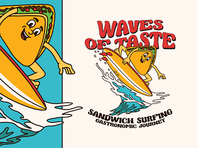 Triangle Sandwich beach brand brand identity branding cartoon character classic cute design graphic design illustration logo mascot old style retro sandwich surfing vector vintage