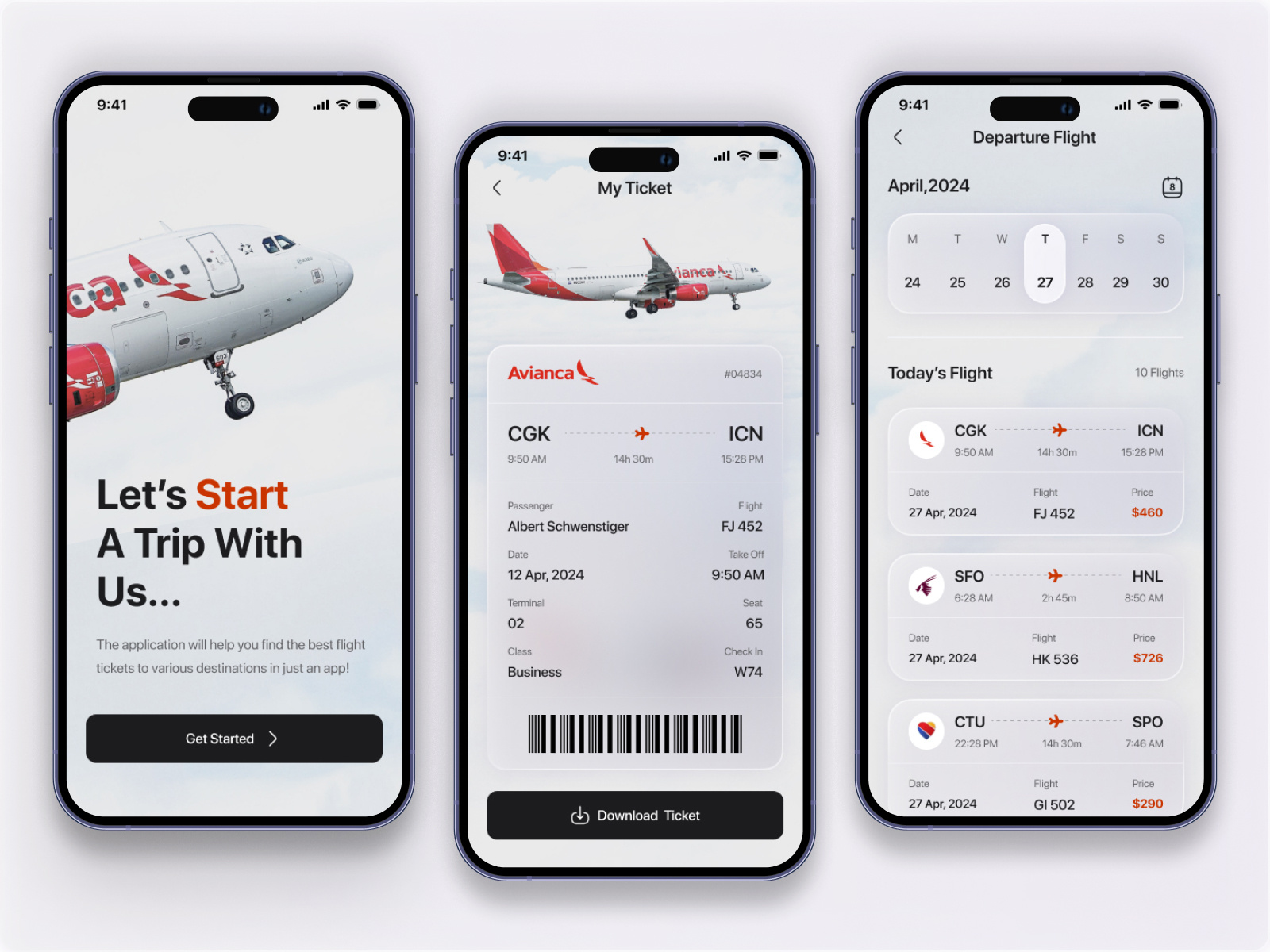 Aireey - Flight Booking App airplane app design app ui booking app clean flight app flight booking flight booking app flight search flight ticket mobile app mobile ui plane app plane booking schedule ticket ticket booking ui ui design uiux
