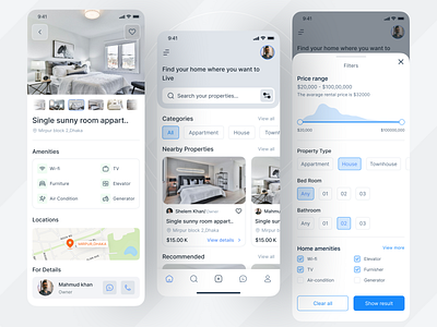 Real Estate App UI app app ui clean design feed home ios iphone mobile mobile app property property management app real estate real estate app room finding sign in ui user interface ux