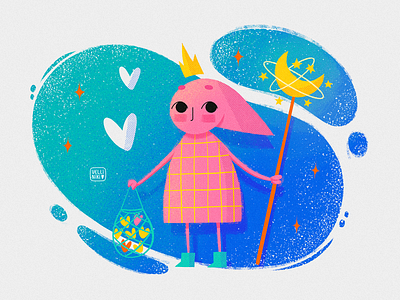 16/365 Princess Character Illustration art artist blue character concept crown design girl graphics heart illustration moon pink stars woman