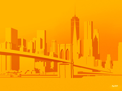 Yellow bridge city design futur illustration light neon poster print retro yellow