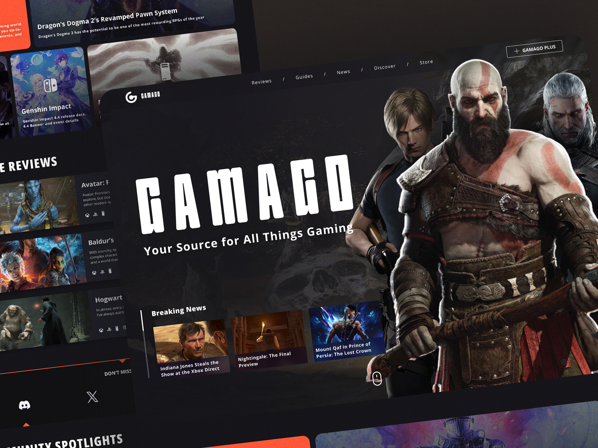 GAMAGO // Video Game News and Reviews best dark ui design game landing page god of war graphic design guides inspiration landing landing page landing ui news trend ui uiux video game web web design website witcher