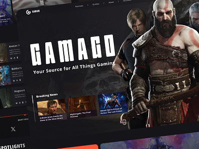 GAMAGO // Video Game News and Reviews best dark ui design game landing page god of war graphic design guides inspiration landing landing page landing ui news trend ui uiux video game web web design website witcher