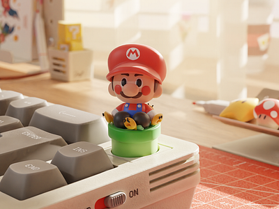 Mario Keycap 3d b3d blender branding button c4d design keycap nintendo supermario