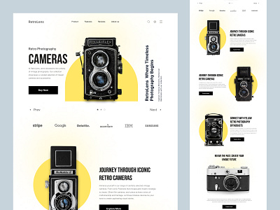 RetroLense - Shopify Store camera design ecommerce homepage interface landing landing page lense local store minimal modern product product details retro shopify small store store web web design website