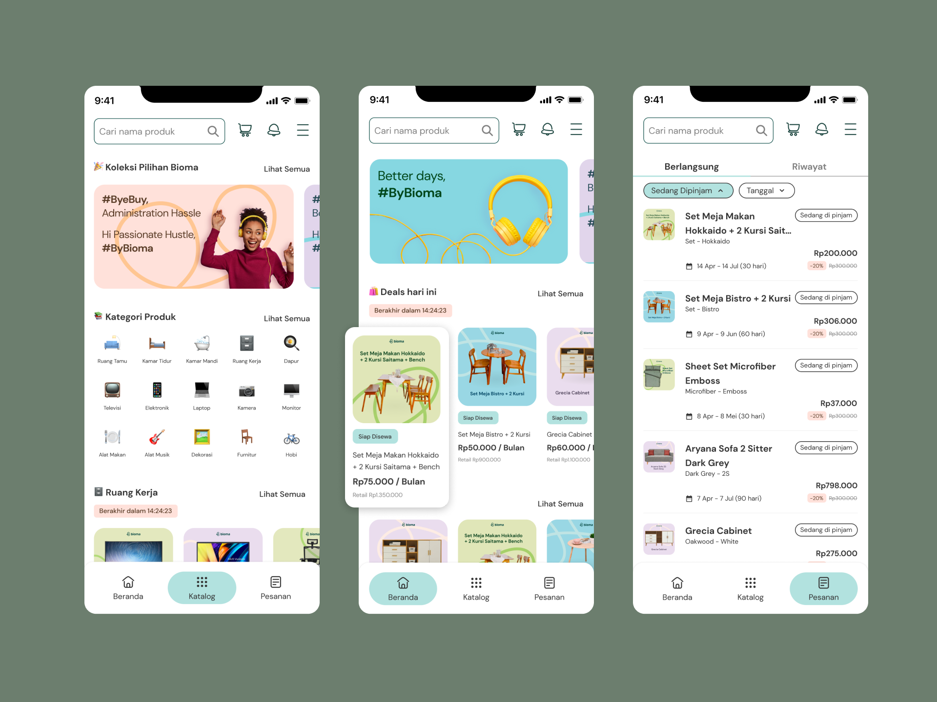 Mobile App Design for Bioma calendar interface catalogue check out page checkout detail product e commerce login mobile app mobile app design onboarding product product category renting platform uiux uiux inspiration user experience user interface