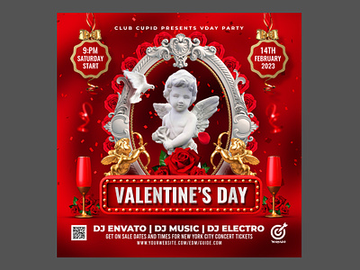 Valentines Day Flyer celebration flyer graphic design happy valentines love party poster valentine valentine flyer valentines day valentines day party