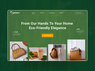 Greenify-Ecofriendly products landing page creative ecofriendly green landing page mobile ui shop shopping sustainable unique web design web ui yellow