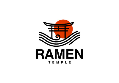Ramen Temple Logo brand identity branding custom logo design graphic design illustration japan logo logo logo design logo designer professional logo ramen remel temple logo temple logo tokyo vector