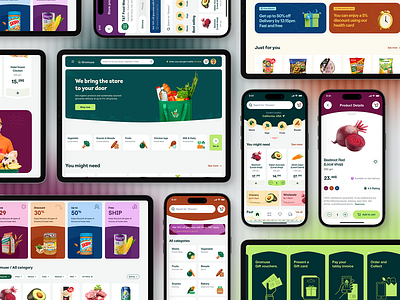 Grocery Shopping & Delivery E-commerce Web Application Design animation e commerce ecommerce ecommerce ui ecommerce website food delivery grocery app grocery delivery grocery delivery app grocery shopping grocery store grocery website landing page mobile app online groceries shop shopping app shopping experience web design website