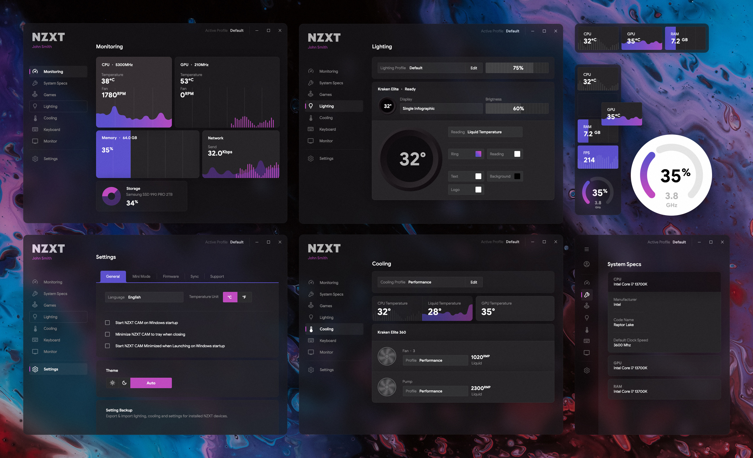 NZXT CAM Redesign Concept aio fluent nzxt nzxtcam ui ux