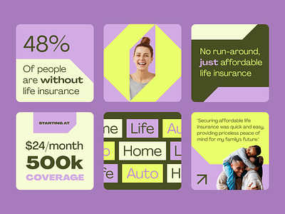 Social Media Cards b2b brand brand design brand designer brand identity colors data illustration life insurance logo marketing modern shapes social media tech