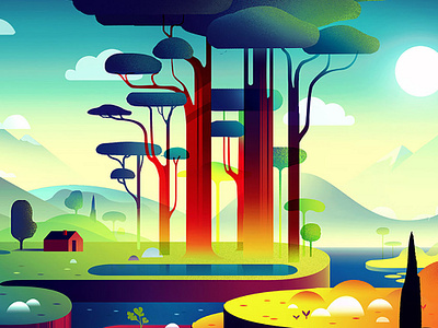 Island colourful illustration island play simple