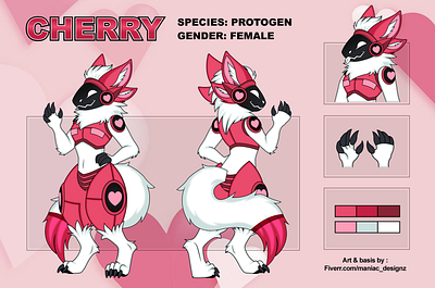 Protogen Fursona Ref Sheet Commission For Cherry characterrefsheet cherryart cherrycharacter cherryprotogen commissionart2024 commissionsopen digitalart digitalartist femaleprotogen furryartist furrycommissions furrycommunity furryfandom maniac designz protogenart protogenrefsheet protogens sexyprotogen