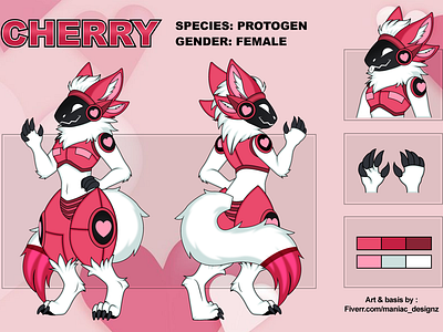 Protogen Fursona Ref Sheet Commission For Cherry characterrefsheet cherryart cherrycharacter cherryprotogen commissionart2024 commissionsopen digitalart digitalartist femaleprotogen furryartist furrycommissions furrycommunity furryfandom maniac designz protogenart protogenrefsheet protogens sexyprotogen