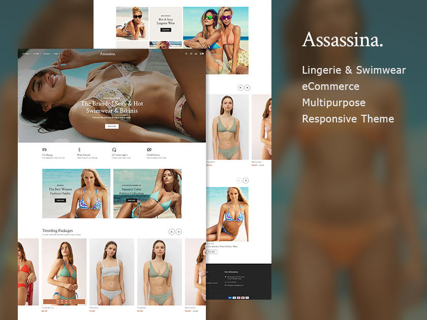 Assassina – Lingerie & Swimwear – eCommerce Multipurpose Theme assassina design ecommerce innerwear lingerie opencart outdoor prestashop shopeasy shopify swimwear template templatetrip underwear woocommerce wordpress