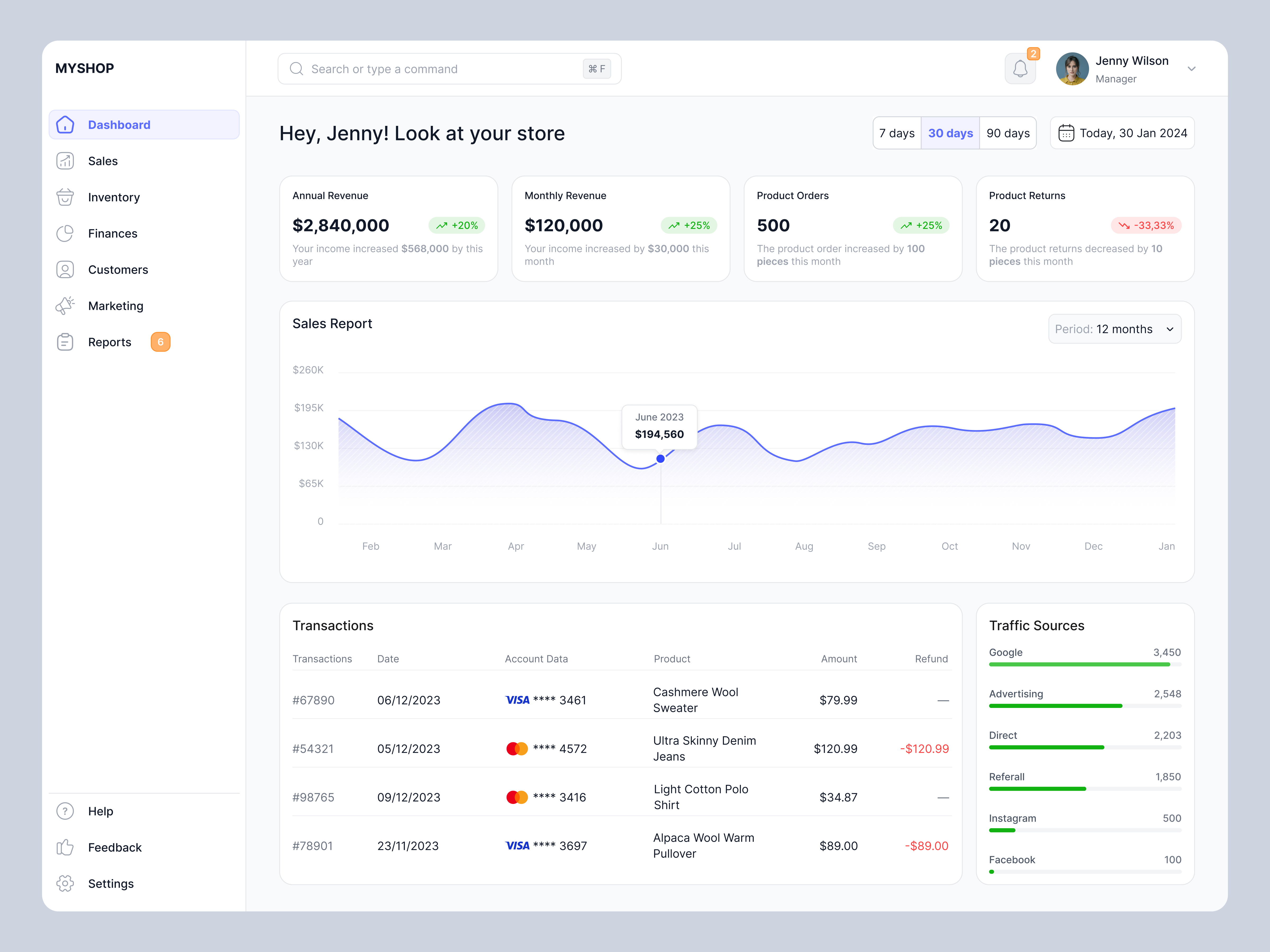 MYSHOP - Ecommerce Store Management Dashboard UI accounting dashboard desktop ecommerce expense tracking graphic online store retail store management ui web