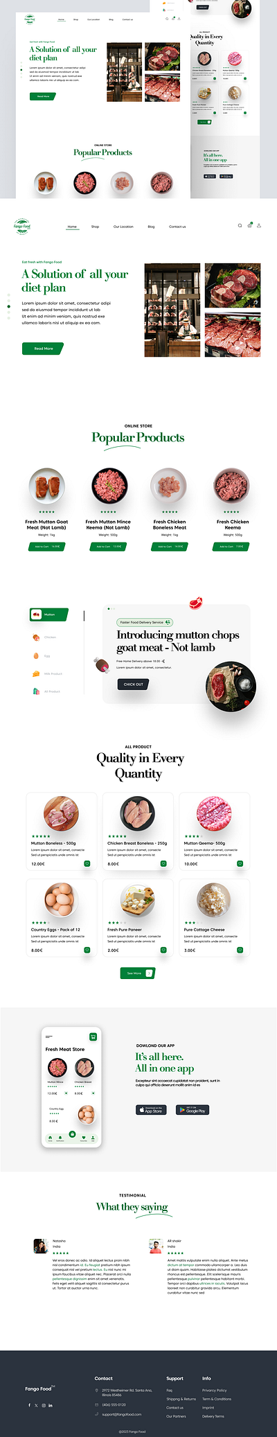 Fango Food - Website Design e commerce website food delivery website landing page meat shopping website ui uiux website design