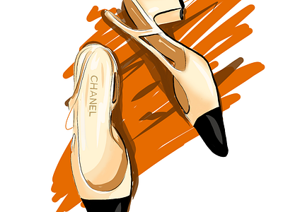 Chanel Beige Shoes Illustration abstract beigeshoes branding chanel digitalart fashionillustration fashionproduct fashionsketch productillustration shoes sketch