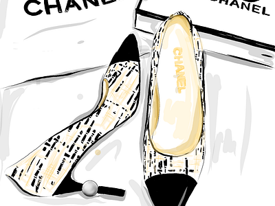 Chanel Stunning Shoes abstract blackwhite branding chanel design digitalart fashion fashionillustration fashionproduct fashionsketch highheels illustration shoes sketch ui