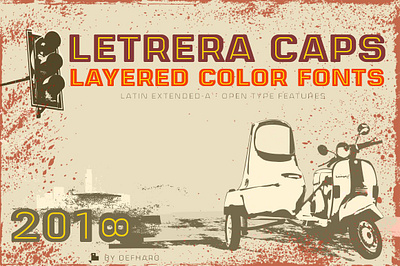 Letrera Caps -Layered & Color Fonts- bitcoin color font heavy inline latin extended a layered opentype sans serif spain
