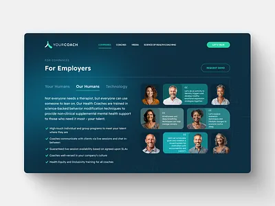 Health Coaching for your Employees | YCH health coaching minimal ui ux web