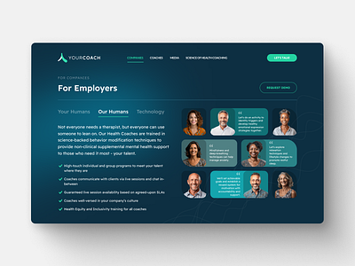 Health Coaching for your Employees | YCH health coaching minimal ui ux web