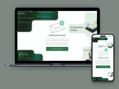 Verify email branding concept confirm email design design concept desktop email form green illustration mobile ui uiux design ux verify verify email web design