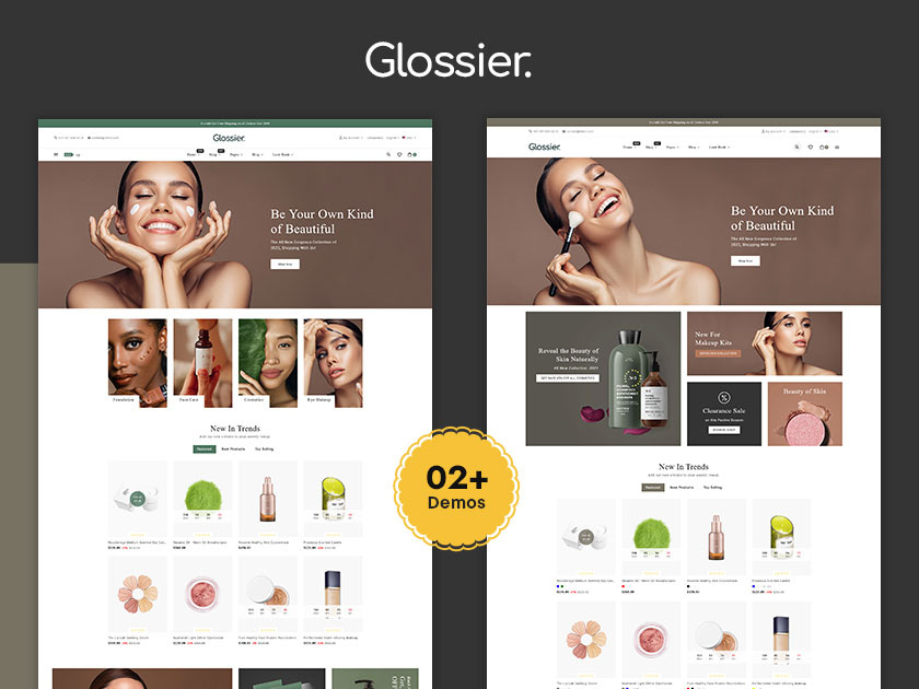 Glossier – Beauty & Cosmetics eCommerce Responsive Theme beauty bio cosmetics cosmetics ecommerce glossier makeup opencart prestashop shopeasy shopify skin care spa templatetrip women woocommerce wordpress