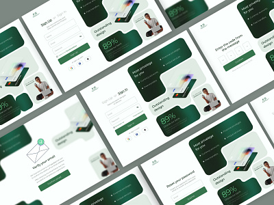 Registration and authorization forms 3d authorization confirm design design concept forms green log in online bank registration reset password sign in sign up ui uiux design ux verify email web design