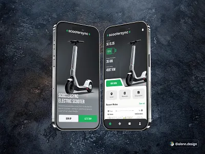 ScooterSync - Electric Scooter Mobile App app e commerce app electric bicycle electric bike electric scooter gps map mobile app mobile design mobility service navigation app rental app riding app route scooter scooter app transportation app ui ux vehicle