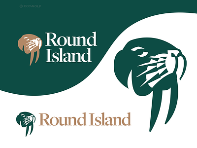Round Island Walrus Logo alaska animal branding brandmark graphic design identity illustration island logo logo design logodesign logos logotype marine nautical tusks typography walrus whale