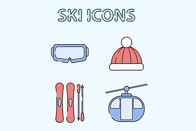 Cute Ski Icons icon vector