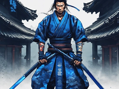 Samurai ai artificialintelegence artifitial avatar beutiful blue bot branding design graphic design illustration japan samurai ui