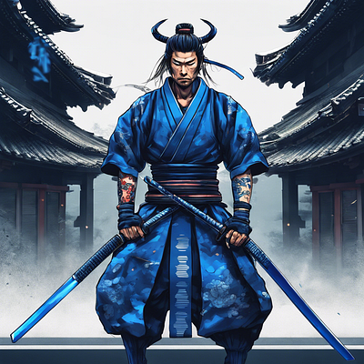 Samurai ai artificialintelegence artifitial avatar beutiful blue bot branding design graphic design illustration japan samurai ui
