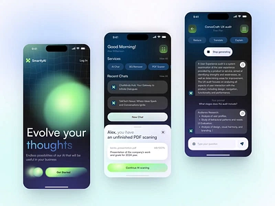 SmartlyAI - AI Mobile App ai android app app design application application design arounda design ios ios app design mobile mobile app mobile app design mobile design mobile ui ui ui design uiux user experience ux