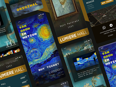 Site for exhibition of Van Gogh paintings in London animation branding exhibition graphic design mobile design ui web design