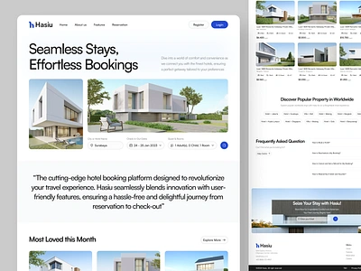 Hasiu - Real Estate Landing Page airbnb apartment buy clean company profile compro home horel house real estate real estate agency real estate agent realtor rent villa web design