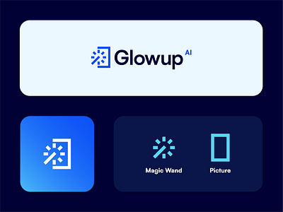 Glowup AI - Designed by Ascendo™ Team abstractlogo ai artificial intelligence brand idenity branding brandmark design entrepreneurship graphic design logo logo inspiration logo showcase magic wand minimal picture silicon valley startup logo design tech logo tech startup technology