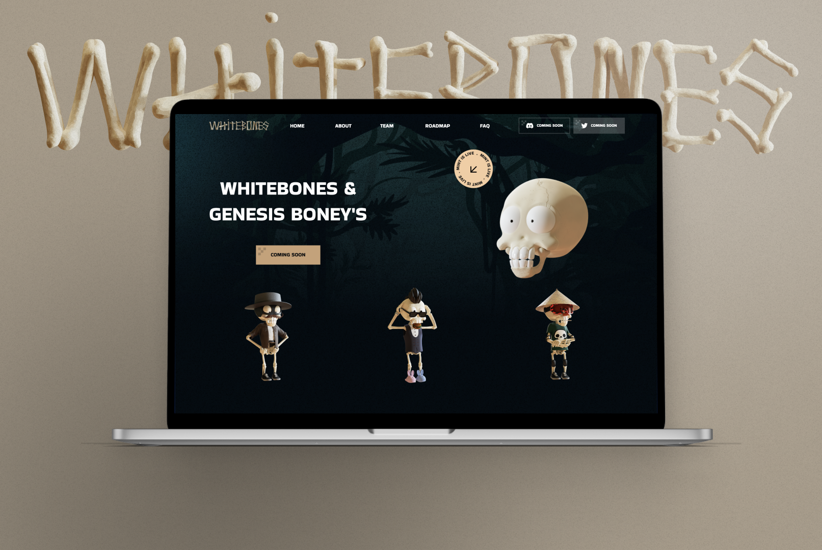 WhiteBones - Creativity and community 3d bones branding design graphic design illustration landing landingpage metaverse page product design render site ui web design web3 website