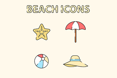 Cute Beach Icons icon vector