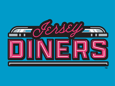 Jersey Diners Wordmark baseball branding diner jersey milb new jersey nj retro