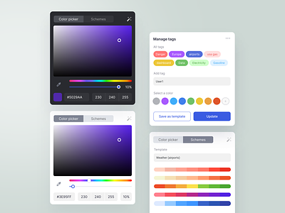 Color picker components color picker component customize dashboard editor product design settings tag template tool ui ux design