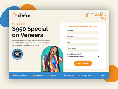 Implant Center Landing Page branding design digital design landing page ui ux young audience